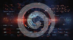 AI generated, Abstract Futuristic infographic with Visual data complexity, represent Big data concept, node base programming.