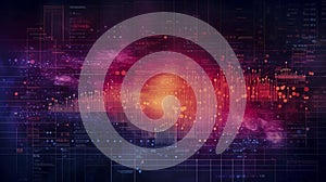 AI generated, Abstract Futuristic infographic with Visual data complexity, represent Big data concept, node base programming.