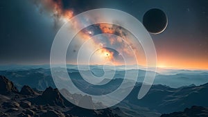 Abstract illustration of a nebula touching the horrizon