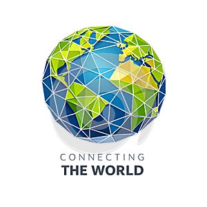 Abstract Polygonal Earth Representing Global Connectivity Technology And Sustainable Future