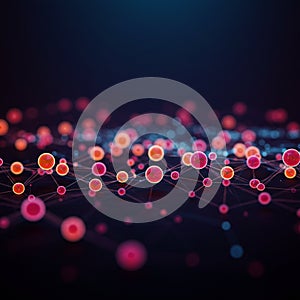 AI-Generated Abstract Image of Interconnected Red and Orange Nodes on Dark Background