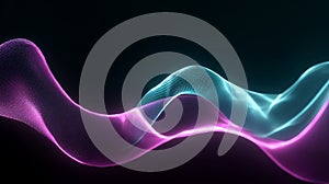 AI Generated AI Data Visualization with Neon Wave Mesh on Dark Surface