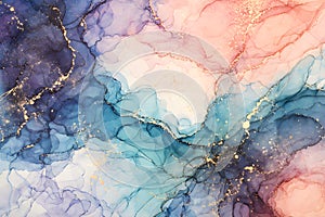 Soft Abstract Ink Texture With Blue And Pink Flowing Organic Patterns