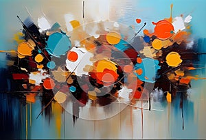 Abstract oil painting. Art painting, wall art, modern artwork, paint blobs, paint strokes, knife painting