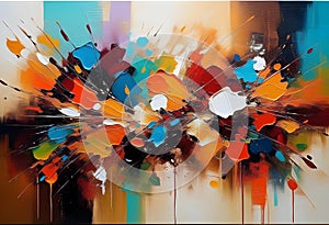 Abstract oil painting. Art painting, wall art, modern artwork, paint blobs, paint strokes, knife painting