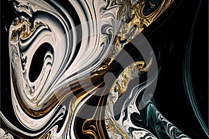 AI Generated Abstract Texture Photography Featuring White Gold and Black Intricate Pattern on Artificial Marble