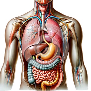 AI-generated anatomical image of the digestive system: The Nourishment Pathway