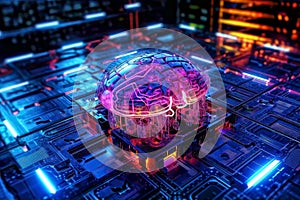 AI generated artificial brain connected with wires