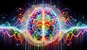 Vibrant Color Waves Flowing Around Creative Mind Concept