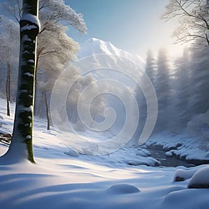 AI generated artwork depicting layers of snow and heavy snowfall in the midst of jungle