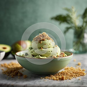 AI generated Avocado Delight, Gourmet Dessert Photography