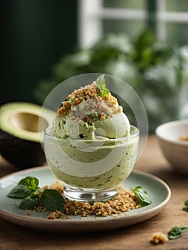 AI generated Avocado Delight, Gourmet Dessert Photography