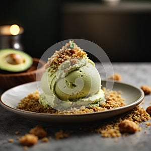 AI generated Avocado Delight, Gourmet Dessert Photography