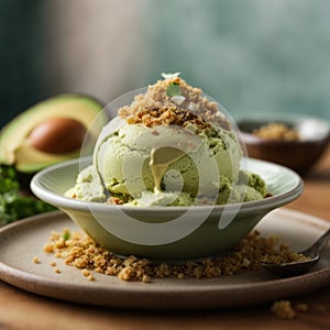 AI generated Avocado Delight, Gourmet Dessert Photography