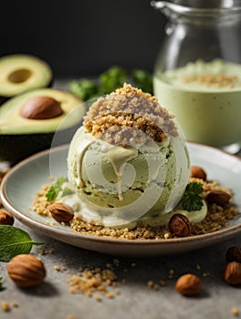 AI generated Avocado Delight, Gourmet Dessert Photography