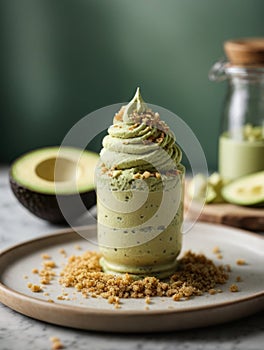 AI generated Avocado Delight, Gourmet Dessert Photography