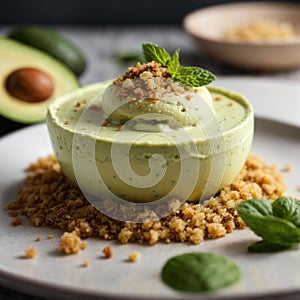 AI generated Avocado Delight, Gourmet Dessert Photography