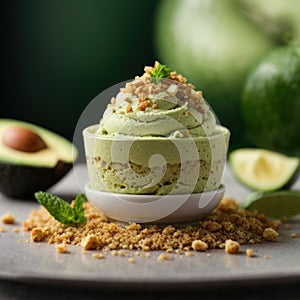 AI generated Avocado Delight, Gourmet Dessert Photography