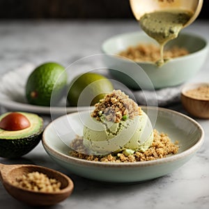 AI generated Avocado Delight, Gourmet Dessert Photography