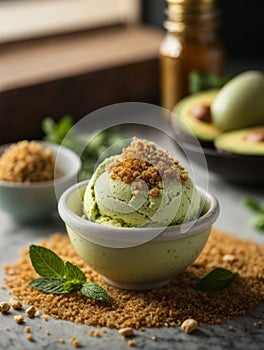 AI generated Avocado Delight, Gourmet Dessert Photography