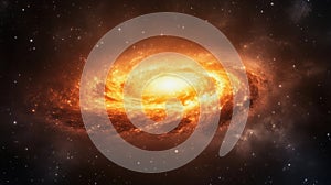 ai generated background illustration with bright orange galaxy