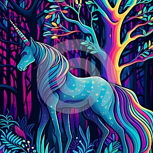 Malhumorado unicornio en fantasía Bosque hecho 