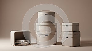 AI-Generated Beige Storage Boxes