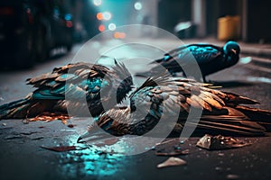 AI generated birds on street