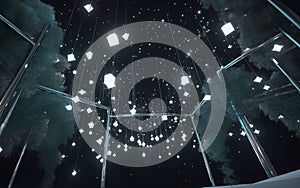 AI generated of bright light shines in the night sky