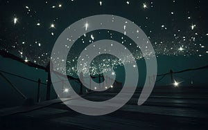 AI generated of bright light shines in the night sky