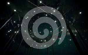 AI generated of bright light shines in the night sky