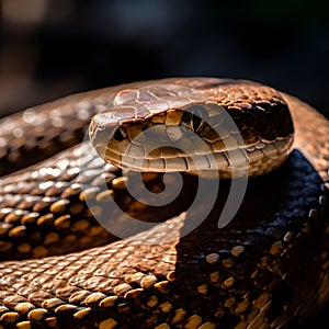 AI generated brown snake looking away