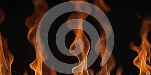 A bunch of fire flames on a black background.