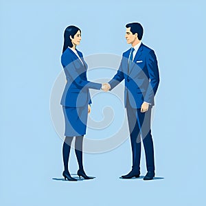 Ai generated a business agreement being made with a handshake between a professional man and woman