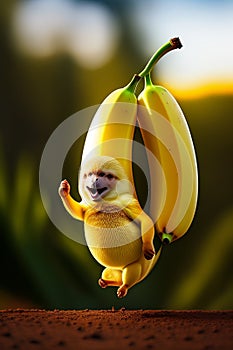 AI generated cartoon monkey in the form of a banana