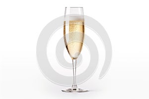 Ai generated champagne glass template mockup, alcoholic beverage on white background.