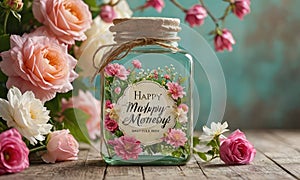 A glass jar with a label that says \