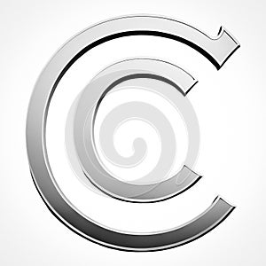 AI generated clip art monogram letter C or copyright symbol silver 2117 square