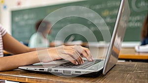 AI generated close up of typing on computer during study