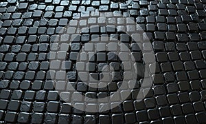 A black and white image of a brick wall.