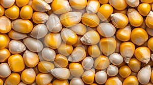 AI-generated Golden Corn Kernels Macro Background