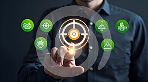 AI-Generated Concept of Strategic Environmental Targeting Through Interactive Smart Interface in a Sustainable Tech Framework photo