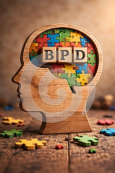 Borderline Personality Disorder Concept With Puzzle Brain Inside Human Head Shape
