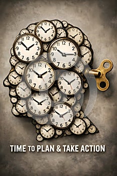Human Mind Built From Clocks Symbolizing Planning Time Management And Strategic Thinking