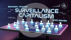 Surveillance Capitalism And Behavioral Data Driven Decision Systems Concept Illustration