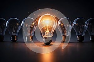 Glowing Light Bulb Symbolizing Creative Idea Innovation And Stand Out Thinking Concept