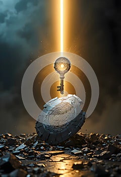 Biometric Authentication Concept With Secure Digital Key And Fingerprint Shield Protection System