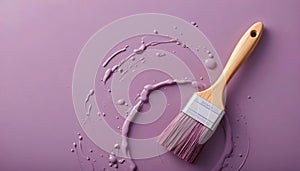 Creative Paint Brush With Soft Purple Paint Splash On Minimal Background Surface