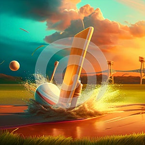 AI generated cricket field illustration