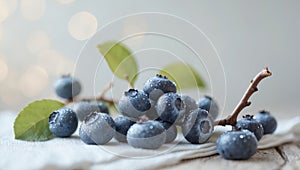 cut branch ripe blueberries immediate snacking baking photo